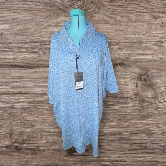 Other - California Men’s XXL Blue Floral Button Down Shirt Short Sleeve NWT